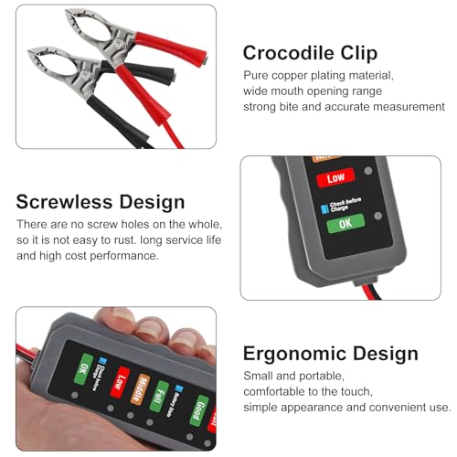2Pcs 12V Car Battery Tester and Alternator Tester 12 Volt Automotive Battery Analyzer, Charging System Checker with LED Indicator for Cars, Trucks