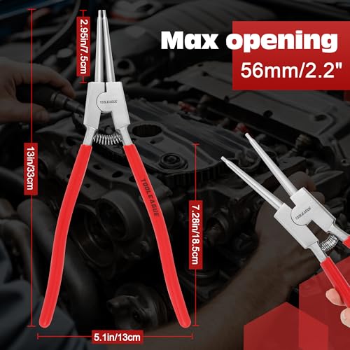 TOOLEAGUE 13" Large Snap Ring Pliers, Circlip Pliers,Straight External Heavy Duty for Ring Remover Retaining,1 Pc - size: 13 inches (Straight External, 1Pc)