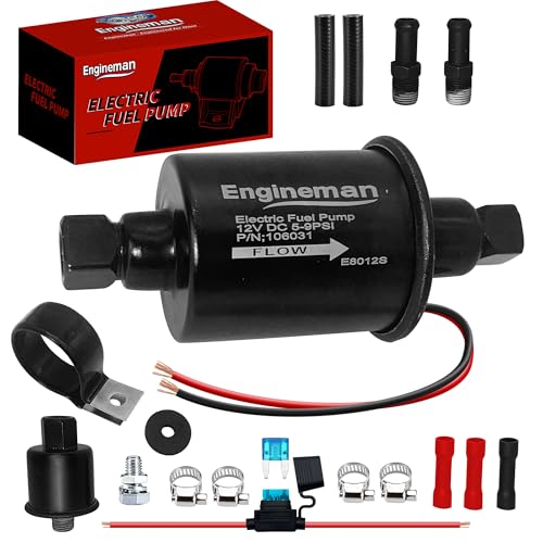Universal Electric Fuel Pump 12V 5-9 PSI Inline External 5/16 Inch Compatiable with Gas Diesel Marine Carburetor Marine E8012S - size: E8012S 5-9 PSI