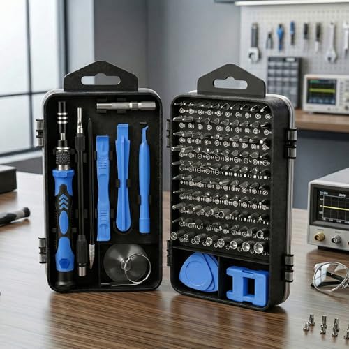 115-in-1 Precision Screwdriver Sets, Multiple Repair Tool Kit with Cluch Head and Bits Non Slip Handle and Tweezers for Electronics, Watch, Glasses, Automotive Maintenance, Blue - color: Blue