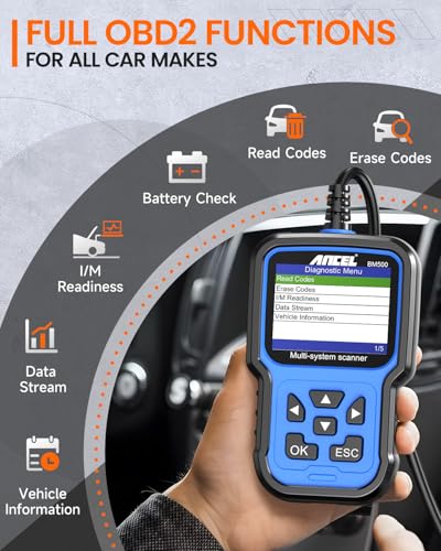 ANCEL BM500 OBD2 Scanner for BMW & MINI, Simplified Battery Registration, EPB, Oil, Throttle, PCM Resets, I/M Readiness, Full System Diagnostics for Engine, Transmission, ABS, SRS, DSC & More - color: Blue