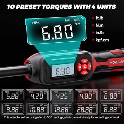 3/8" Digital Torque Wrench With Spark Plug Socket, 5-99.6 Ft.lb | ±2% Accuracy, Bright LED Display, Smart Triple Alert System, Peak & Track Modes, Preset Memory & Multi-Application - size: 3/8" 9pcs-Spark 6.8-135N.m/5-99.6Ft.lb