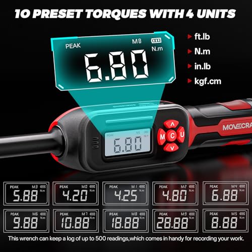 3/8" Digital Torque Wrench With Spark Plug Socket, 5-99.6 Ft.lb | ±2% Accuracy, Bright LED Display, Smart Triple Alert System, Peak & Track Modes, Preset Memory & Multi-Application - size: 3/8" 9pcs-Spark 6.8-135N.m/5-99.6Ft.lb