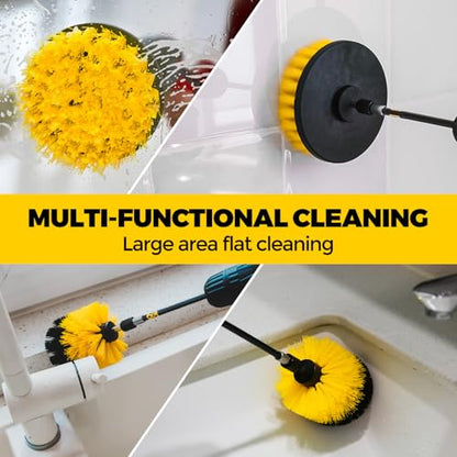 Holikme 20 Pack Drill Brush Attachments Set, Power Scrubber Brush with Extended Long Attachment, Ultra Soft Detailing Brush & Cleaning Cloth, All Purpose for Tile, Grout, Tub, Car Detailing