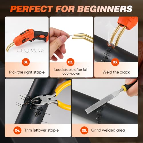 Saker Cordless Plastic Welder Kit | 3 Temperature Modes USB-C Fast Charge | Cordless Freedom, Auto Shut-Off, 3s Rapid Heating, Overheat Protection, Ideal for Auto Bumper & Home Plastic Repair