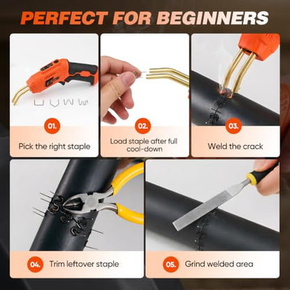 Saker Cordless Plastic Welder Kit | 3 Temperature Modes USB-C Fast Charge | Cordless Freedom, Auto Shut-Off, 3s Rapid Heating, Overheat Protection, Ideal for Auto Bumper & Home Plastic Repair