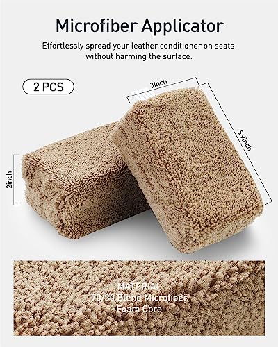 Fantasticlean 9PCS Car Detailing Brush Set, Interior Leather Cleaning | Car Interior Brush Kit, Horse Hair Leather Brush for Car Detailing, Scratch-Free Leather Cleaner Applicator, Cleaning Cloth - size: IT-ACS03-NT