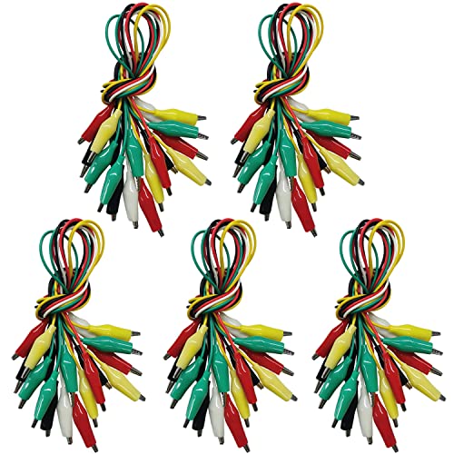 50PCS Crocodile Alligator Clips Electrical, 5 Colors Test Leads & Probes by Dual Ended Insulated Jumper Wires Testing Soldered and Stamping for Circuit Connection Current Voltage Multimeter Experiment - size: 50pcs