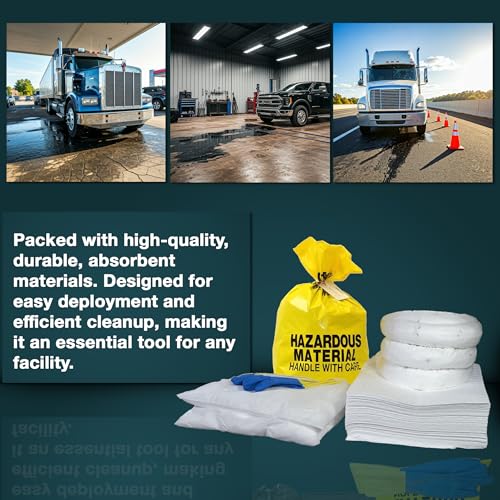 AWF PRO 20 Gallon Oil Only Spill Kit, 59 Pieces | Includes DOT Approved 20 Gallon Drum, Sorbent Socks, Pads, & Pillows, & Accessories - size: Oil Only Spill Kit