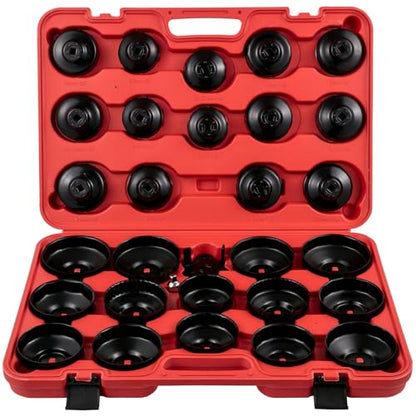 Oil Filter Socket Set,30 Pcs Oil Filter Wrench Set, Sturdy Steel Oil Socket,3/8" Oil,Low Profile Oil Set compatible with Easy Access,Oil Wrench Cap Set w/Case