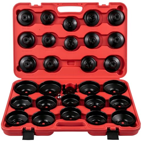 Oil Filter Socket Set,30 Pcs Oil Filter Wrench Set, Sturdy Steel Oil Socket,3/8" Oil,Low Profile Oil Set compatible with Easy Access,Oil Wrench Cap Set w/Case