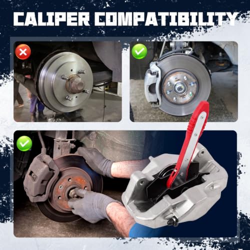 Brake Caliper Compression Tool - Ratchet Piston Press with 2 Steel Plates for Disc Brake Pad Spreader,Car Caliper Repair