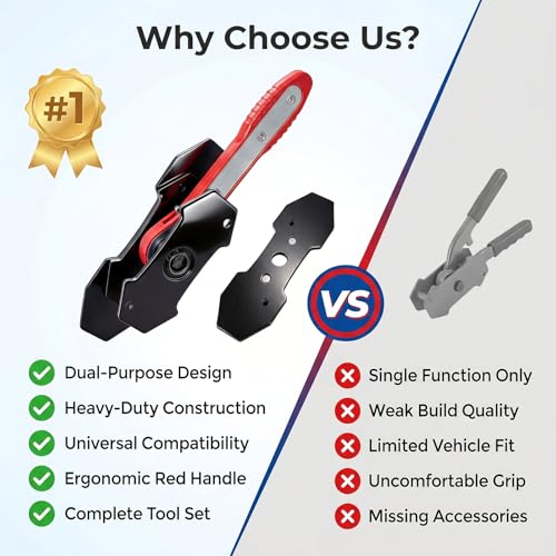 360° Ratcheting Brake Caliper Press Tool, For Quick Brake Pad Changes | Brake Caliper Tool with Piston Press Tool & 2 Steel Plates, Includes 2 Caliper Hooks + 1 Pair Gloves,Caliper Compression Tool