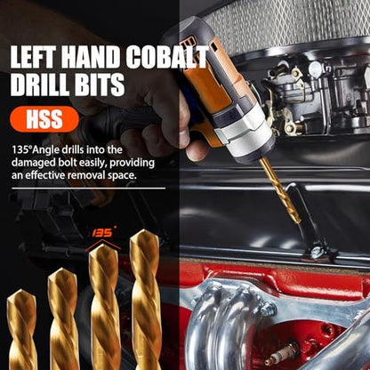 Damaged Screw Extractor Set 14 Pcs,Left Handed Drill Bit Screw Extractor | High-Hardness,Wear Resistance,Easy Out Screw, Stocking Stuffers for Men,with Portable Case,Gifts for Adults Him,Home DIY - size: 14 PCS