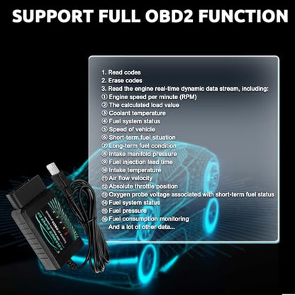 OBD2 Adapter USB ELM327 Scanner with FT232RL 18F25K80 V1.4 Original Chip | Fit for Ducati Motorcycle OBDII Diagnostic Scan Tool for Ford Mazda Toyota Fiat,Work with Windows 7/8/10/XP System - style: ELM327 USB