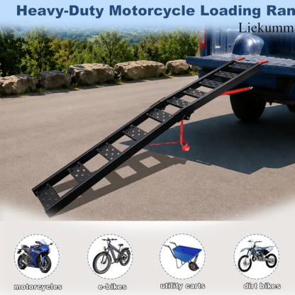 LIEKUMM 83" Motorcycle Ramp 1-Pack, 480 lbs Capacity Folding Loading Ramp for Pickup Trucks, Heavy Duty Dirt Bike Ramp for Truck, Trailer (Black) - size: 83"L(Black/1PC)