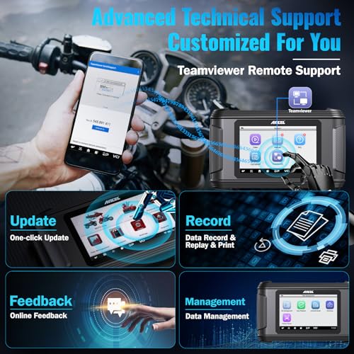 ANCEL MT500 Plus Motorcycle Scanner, Full-System OBD2 Diagnostic Tool with Quick Service Resets & Advanced Programming, Fits for BMW, Honda, Yamaha, Ducati, KTM, Kawasaki, Suzuki, Triumph