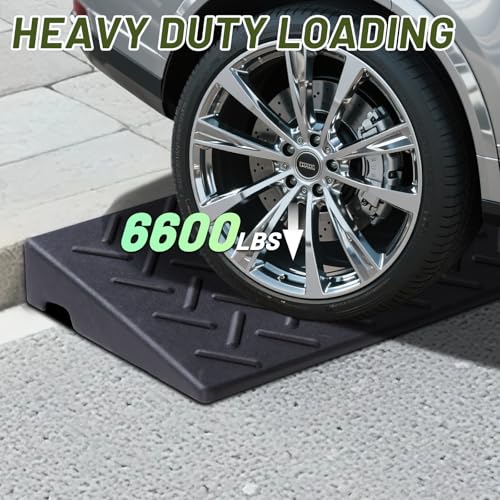 2 Pack Rubber Curb Ramps Driveway ramp, 2" H, 39.4" L, 9.8" W, Heavy Loading (6600LB)/3 Ton Capacity, Threshold, Motorcycle, Loading, Bikes, Wheelchairs Ramps - size: 2" Rise
