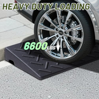 2 Pack Rubber Curb Ramps Driveway ramp, 2" H, 39.4" L, 9.8" W, Heavy Loading (6600LB)/3 Ton Capacity, Threshold, Motorcycle, Loading, Bikes, Wheelchairs Ramps - size: 2" Rise