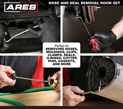 ARES 10038 Hose and Seal Removal Set, 5-Piece, Chrome-Plated | Includes 90 degree seal pick and single and double offset hose removers; chrome-plated steel shafts - size: 5-Piece Hose + Seal Removal Set