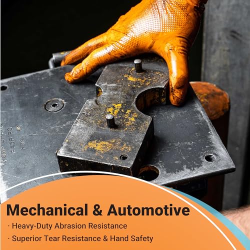 ASAP T-grip Orange Nitrile Gloves Disposable Latex Free 8 Mil, Raised Textured Grip Powder Free, Mechanic & Safety - size: Medium (Pack of 50), style: Box of 50
