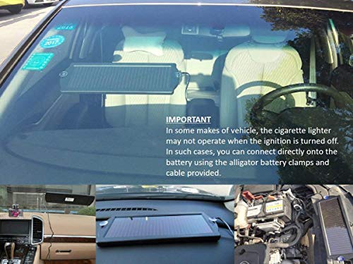Sunway Solar Car Battery Trickle Charger & Maintainer 12V Solar Panel Power Battery Charger With Cigarette Lighter Plug Battery Clamp For Car Automotive Motorcycle Boat Marine Snowmobile Watercraft RV - size: 1.5W