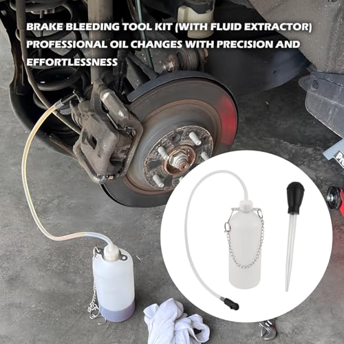 Brake Bleeder Kit with 1L Brake Bleeder Bottle & 30ml Fluid Extractor,One Person Brakes Fluid Bleeders Kit for Quick Brakes Fluids Replacement,Universal Break Bleeders Kits