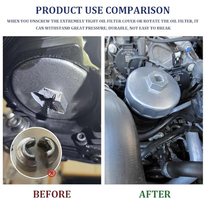Heavy Duty 74mm 14 Flutes Oil Filter Wrench, Oil Filter Tool, 3/8" Square Drive Oil Filter Removel Tools, Oil Housing Cap Socket Remover Compatible with Toyota Porsche Audi Mazda Tribute