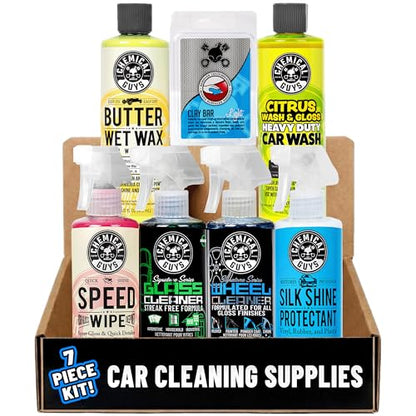 Chemical Guys, 7-Piece Starter Car Care Kit, Wash, Wax & Interior Cleaning | Six 16 oz care chemicals plus accessories for washing, waxing and interior cleaning, an all-in-one starter set
