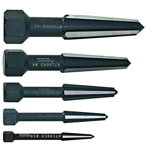 Rennsteig 9R 471 901 3 Screw Extractor Double Edge Set in Metal Case, Size 1-5, Black