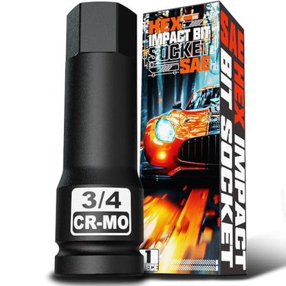 1/2" Drive H3/4-Inch Impact Hex Bit Socket, SAE Allen Bit Socket, Cr-Mo Steel, Removing Loosening Hexagon Bolts - size: 1/2" H3/4 Deep