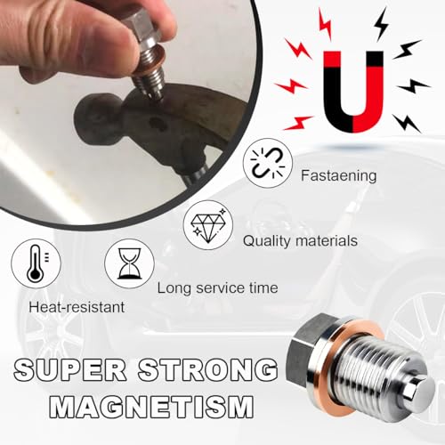 Wevdn Magnetic Oil Drain Plug, Aluminum M16×1.5 Sump Drain Nut Bolt with 5 PCS Copper Crush Washer, Universal Oil Drain Plug Replacement for Most Cars Motorcycles, Car Accessories - color: M16×1.5