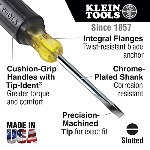 Klein Tools 85072 2-Piece Screwdriver Se, Made in USA, with Long Blade Slotted and Phillips Screwdrivers, Heat Treated Shafts and Cushioned Grips