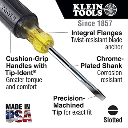 Klein Tools 85072 2-Piece Screwdriver Se, Made in USA, with Long Blade Slotted and Phillips Screwdrivers, Heat Treated Shafts and Cushioned Grips
