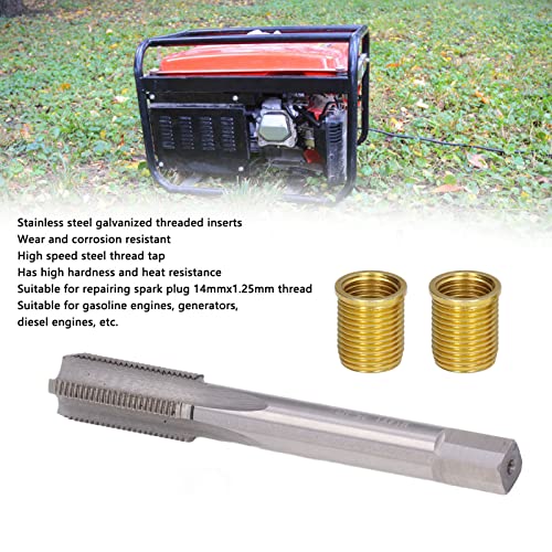 for Spark Plug Thread Hole Repair Tools Metal M12x1.25 Inserts M14x1.25 Tap 14mm Rethreaded Kit M12X1.25 for Spark Plug Thread Repair Kit Insert 12Mm Back Tap Tool