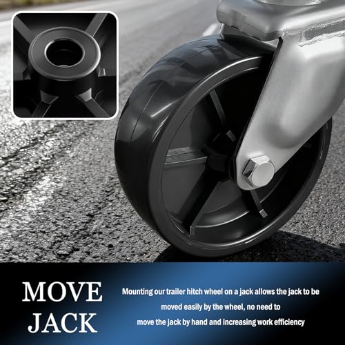 6" Trailer Jack Wheel Replacement,Upgraded Trailer Tongue Jack Wheel with 1200 Lbs Load Capacity,Heavy Duty Wheels for Trailers Jacks Replacement for Trailers RV Hitch