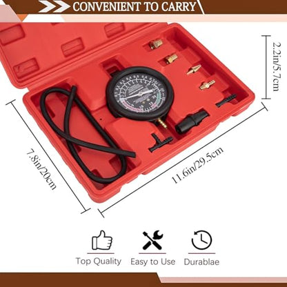 Vacuum Gauge Automotive Tester Kit, Carburetor Fuel Pressure Tester Diagnostics Tool Kit
