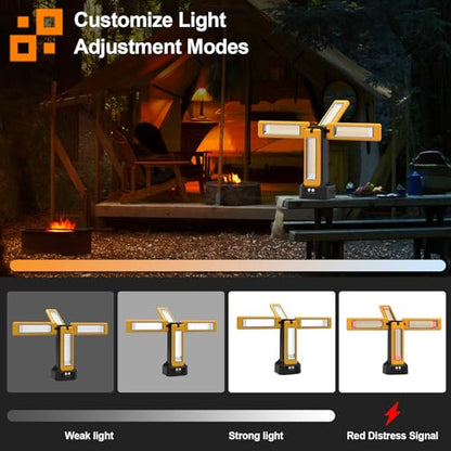 iodoo 13200mAh Rechargeable Solar Work Light,IPX4 Waterproof with Folding Stand Support and Portable Carrying Bag, 8000 Lumen Stepless Dimmable, 4 Lighting Modes, White/Warm/Warm White (Standard) - size: Orange(Standard)