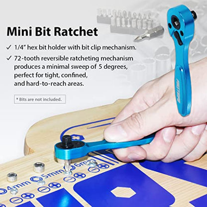 FIRSTINFO Dual-Drive 1/4 Hex Bit & Socket Micro Ratchet Wrench, 72-Tooth | 5° swing arc • Ball-detent retention • Aluminum body • 37.5 ft-lb max torque • Made in Taiwan - style: 1/4" Dual Drive Head