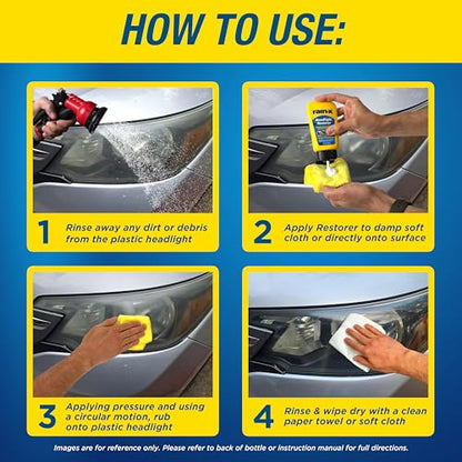 Rain-X 800001810 Headlight Restorer, Headlight Cleaner & Restoration Liquid for Hazy, Yellowed Headlights, Brings Lights Back to Like New Condition, No Tools Required & Long Lasting Result - style: Headlight Restorer Treatment