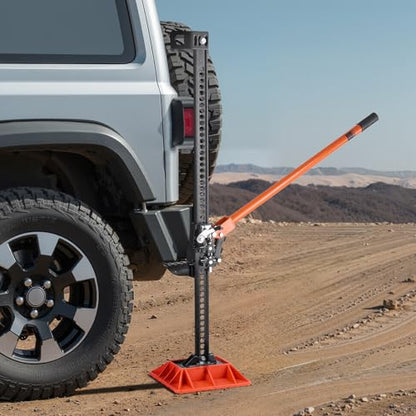 VEVOR Farm Jack with Base, 48" Utility High Lift Farm Jack, 3.18 Ton (7,000 lbs) Capacity Ratcheting Off Road Utility Jacks, Heavy-Duty Lift Jacks with 5.12"-42.5" Lifting Range for Tractor, Truck,SUV - size: 48 inch with Base