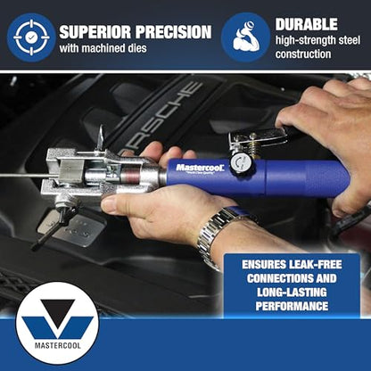Mastercool 72485-PRC Universal Hydraulic Flaring Tool – 45° Double & Single Flares, Push Connect, GM Fuel Line, Brake Line & GM Transmission Cooling – Includes Hydraulic Ram & Mini Tube Cutter