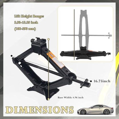 Car Scissor Jack Kit with Lug Wrench & Ratchet Wrench,2T Car Jack Kit for Cars Lifting & Tire Changing,Heavy Duty Scissor Jacks for Cars Tools Lift Range from 3.93" to 15.35"