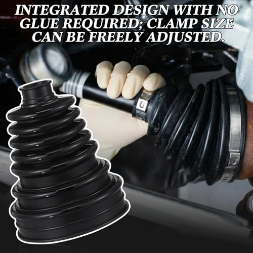 Chumia 2 Pcs Cv Boot Repair Kit, Fits Shaft Size 26-34mm, Include 2 Cv Axle Boot, 4 Stainless Steel Clamps and 4 Ties, 1 Pair of Rubber Gloves and Knife, Universal Replacement Kit Fits for Most Cars