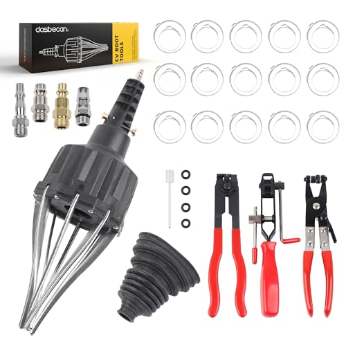 Dasbecan Upgraded Pneumatic CV Boot Expander Tool, CV Boot Clamp Tool Kit | Black Universal CV Axle Boot Spreader with 3 CV Joint Boot Clamp Pliers , 1 Boot, 15 Clamps and 4 1/4" NPT Air Hose Nipple - color: Black, size: Pro Kit (3 Pliers + 1 Boot + 15 Cl