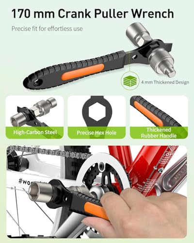 Pawfly Upgraded Bicycle Crank Puller Set, Bike Repair Kit for Square Taper Shimano & ISIS Splined Crank Arm - style: Crank puller set（bb socket included）