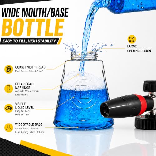 Raincovo Foam Cannon R 2.0 with Wide Mouth and Base, Adjustable Snow Foam for Pressure Washer, Thick Soap Cannon for Car Wash, 1/4 Inch Quick Connector