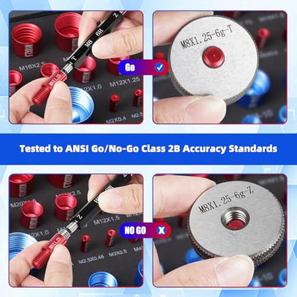 Nut and Bolt Thread Checker Set, 55 Pcs Thread Checker Tool (25 Metric & 30 SAE), Bolt Thread Gauge & Size Finder, Bolt and Nut Identifier with Storage Case for Mechanics Garage