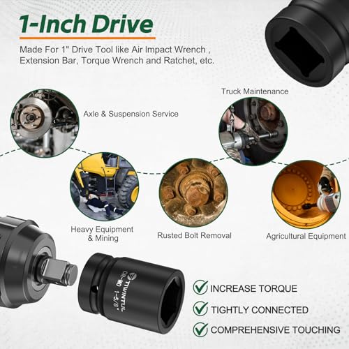 1-5/8" Impact Socket 1" Drive, 6 Point Design, for Heavy Equipment | CR-MO Large Impact Socket, ANSI Certified, Heavy Duty Socket 1 Inch Drive Truck Axle Nuts & Mining & Fleet Repair - size: 1-5/8'' (1 PCS)
