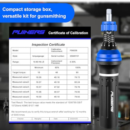 25-Piece Inch Pound Torque Screwdriver Set 1/4 Drive,10-80 In.lb Torque Screwdriver for Gunsmithing,Electronics, Bikes, Motorcycles & DIY Projects - size: 1/4" 10-80 LB.IN